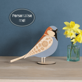 Standing Wooden House Sparrow Decoration