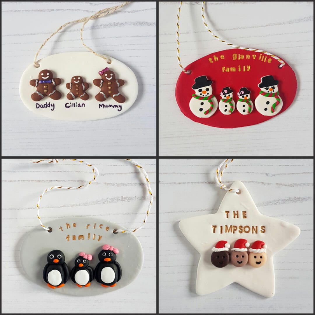 Personalised Couple/Family Christmas decoration CHOOSE YOUR STYLE Gingerbread, Snowman, Penguin