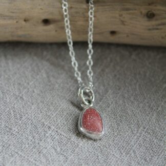 Pink Beach Pebble & Sterling Silver Pendant