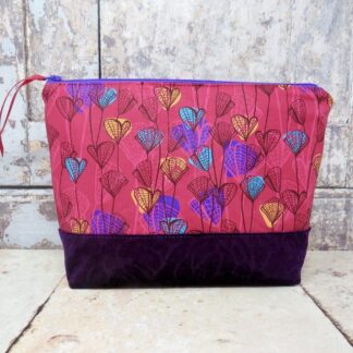 Cerise and purple make up bag