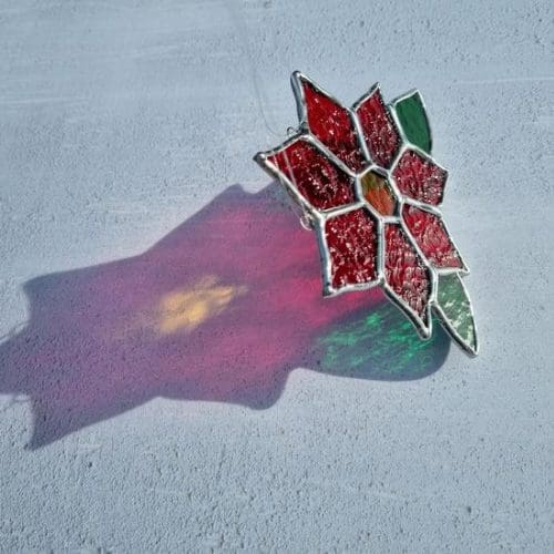 Stained Glass Christmas Poinsettia Suncatcher - Image 5