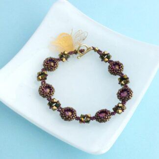 Bronze and Purple Crystal Beaded Bracelet with 14k Gold Filled Clasp