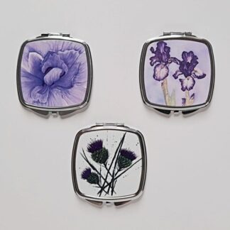 Mirror Compacts with Purple Floral artwork