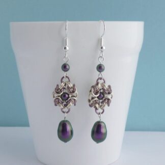 Purple Vintage Look Drop Earrings