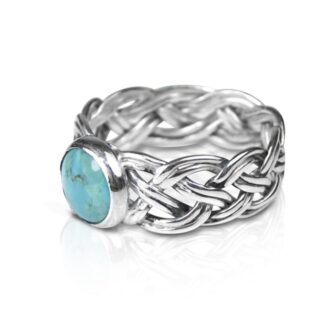 Sterling Silver Woven Celtic Ring with Turquoise