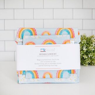 Reusable Lunch set with sandwich wrap and snack bags - Rainbows