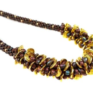 Handcrafted Brown and Gold Legana Kumihimo Necklace