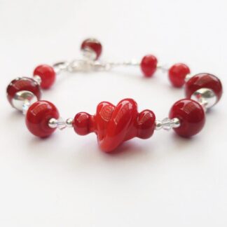 Red lampwork glass bracelet