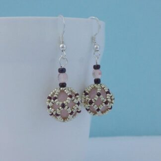Rose Quartz Beaded Ball Earrings