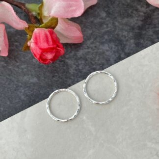 Circle Front Facing Hoop Geometric Silver Earring