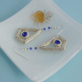 Silver and Royal Blue Statement Drop Earrings
