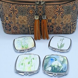 Choice of Mirror Compacts featuring Snowdrop artwork