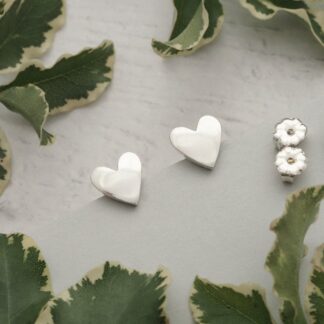 9mm Solid Sterling Silver Heart Stud Earrings