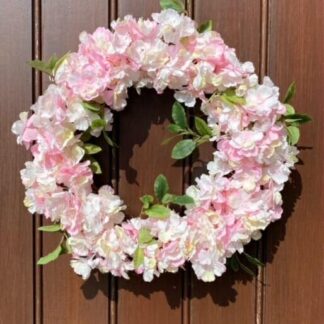 Pink blossom front door wreath