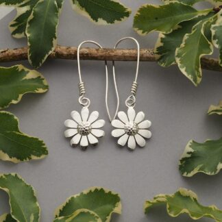 Sterling Silver Daisy Dangle Drop Earrings