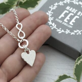 Sterling Silver Hammered Heart Circle & Infinity Necklace