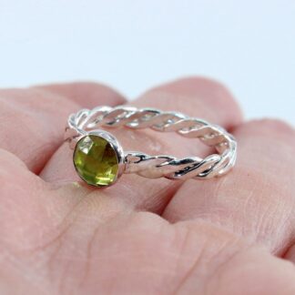Sterling Silver Woven Band Ring with Peridot