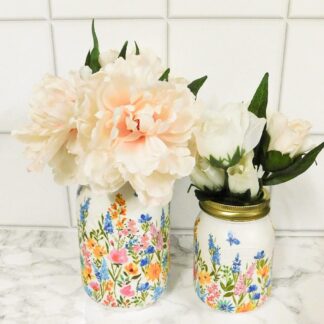Summer Flowers Painted 1 Litre or 500 ml Kilner Storage Jar Vase