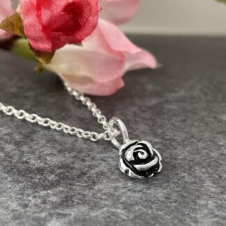 Silver Rose Flower Handmade Necklace