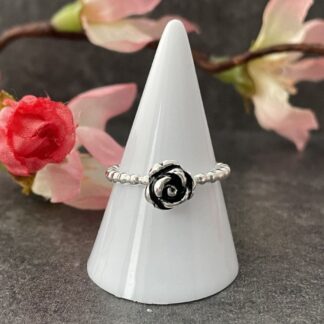 Rose Flower Silver Ring