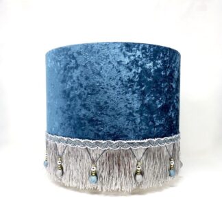 Teal velvet drum lampshade