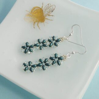 Long Sparkly Flower Drop Earrings