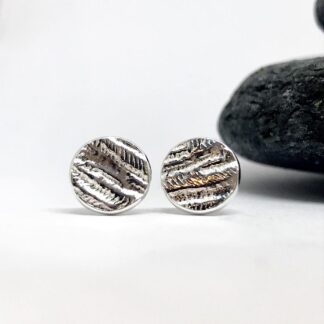 Textured Silver Circle Earrings