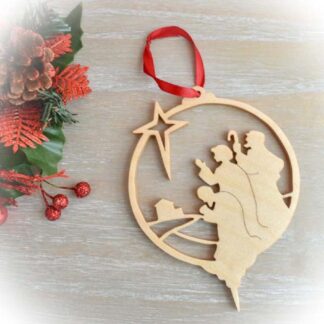 Wooden Christmas decoration with Three Kings silhouette and star