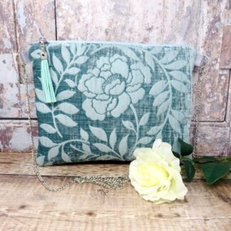 Turquoise velvet clutch