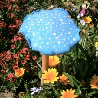 Turquoise & White Spotty Ceramic Toadstool