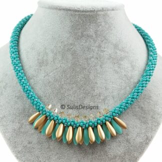 Handcrafted Turquoise and Gold Kumihimo Necklace