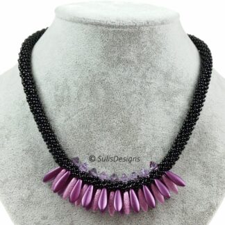 Handcrafted Purple and Black Kumihimo Necklace