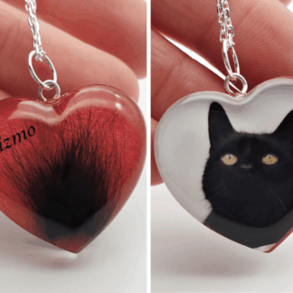 Double Sided Cat Fur and Photo Keepsake Pendant - Personalised Memorial Jewellery