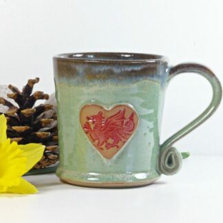 Large Welsh Cymru Red Dragon Handmade Ceramic Stoneware Mug