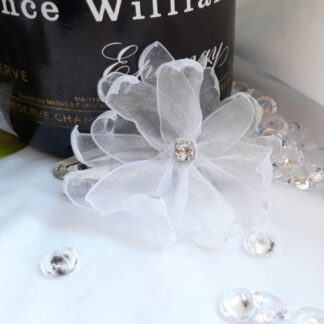 White Organza Ribbon Floral Hair Clip
