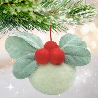 White Needle Felted Christmas Bauble