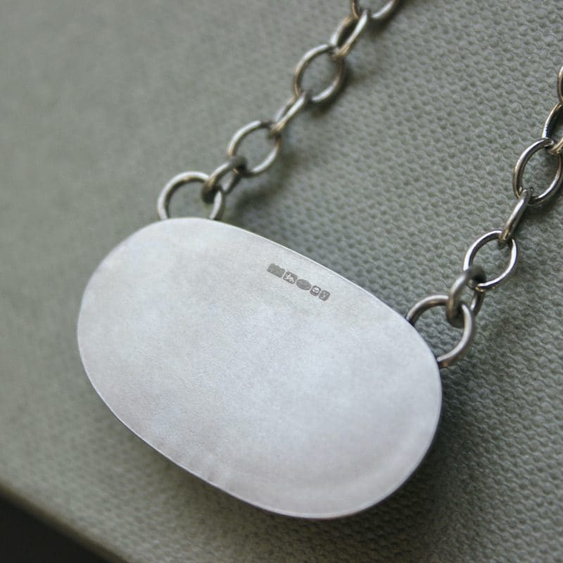 Moss Agate & Sterling Silver Pendant Necklace, Hallmarked - Image 7