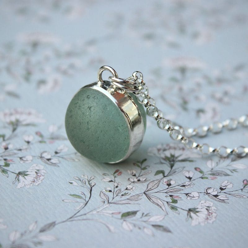 Large Sea Glass 'Codd' Marble & Silver Pendant Necklace - Image 3