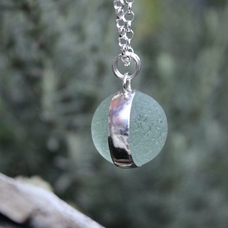 Large Sea Glass 'Codd' Marble & Silver Pendant Necklace - Image 6