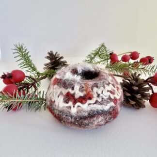 Christmas Gift Felt Textile Art Bowl Winter Berries