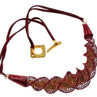 Handcrafted Sparkling Wire Focal Kumihimo Necklace