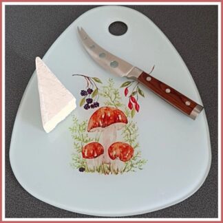 Cheese or Cutting Board with Mushroom Artwork