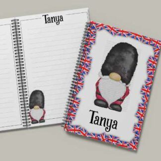Beefeater London Soldier Gonk notebook with Union Jack frame - personalised, A5 Eco Friendly Journal