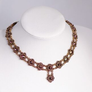 Vintage Style Choker Necklace with Bronze and Purple Austrian Crystals