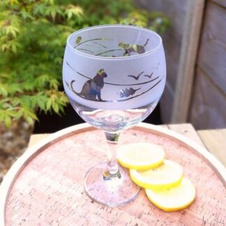 Gin Glass by Four Hands Etched Glass- Cat