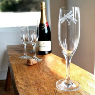 Champagne Prosecco fizz Glass by Four Hands Etched Glass - Dragonfly