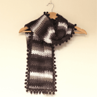 Stripey bobble edged scarf