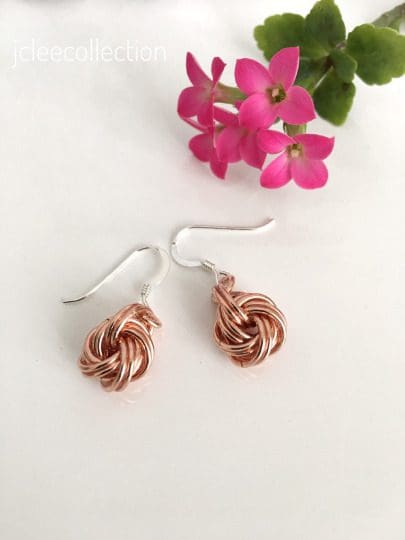 Copper Infinity Knot Pendant Necklace, Earrings or Jewellery Set – 7th Anniversary Gift - Image 4