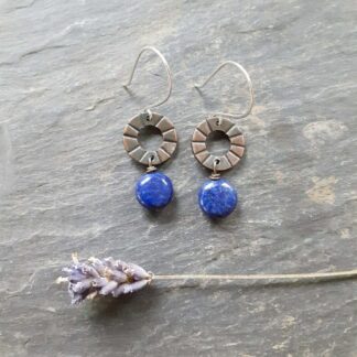 Copper Drop Earrings with Lapis Lazuli