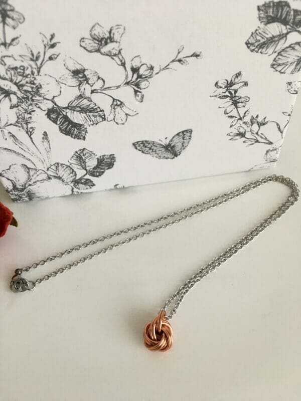 Copper Infinity Knot Pendant Necklace, Earrings or Jewellery Set – 7th Anniversary Gift - Image 3